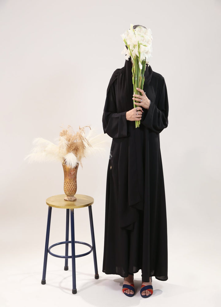 Bibayas Pret Plain Georgette 2 Piece Classic Maxi Abaya