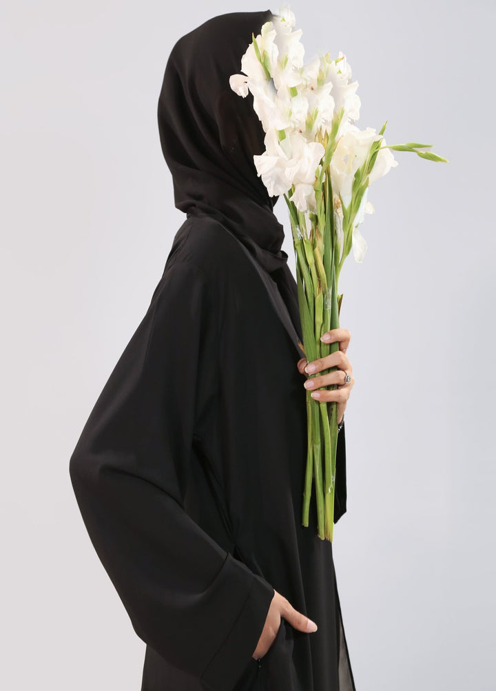 Bibayas Pret Plain Georgette 2 Piece Classic Maxi Abaya