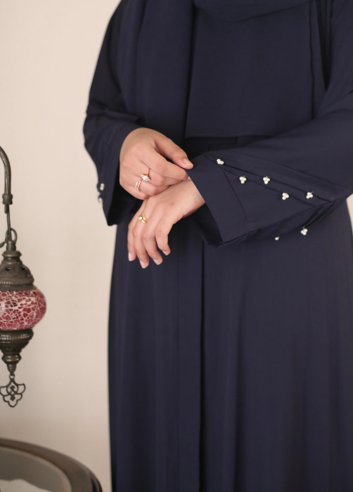 Bibayas Pret Plain Georgette 2 Piece Moon drop Abaya