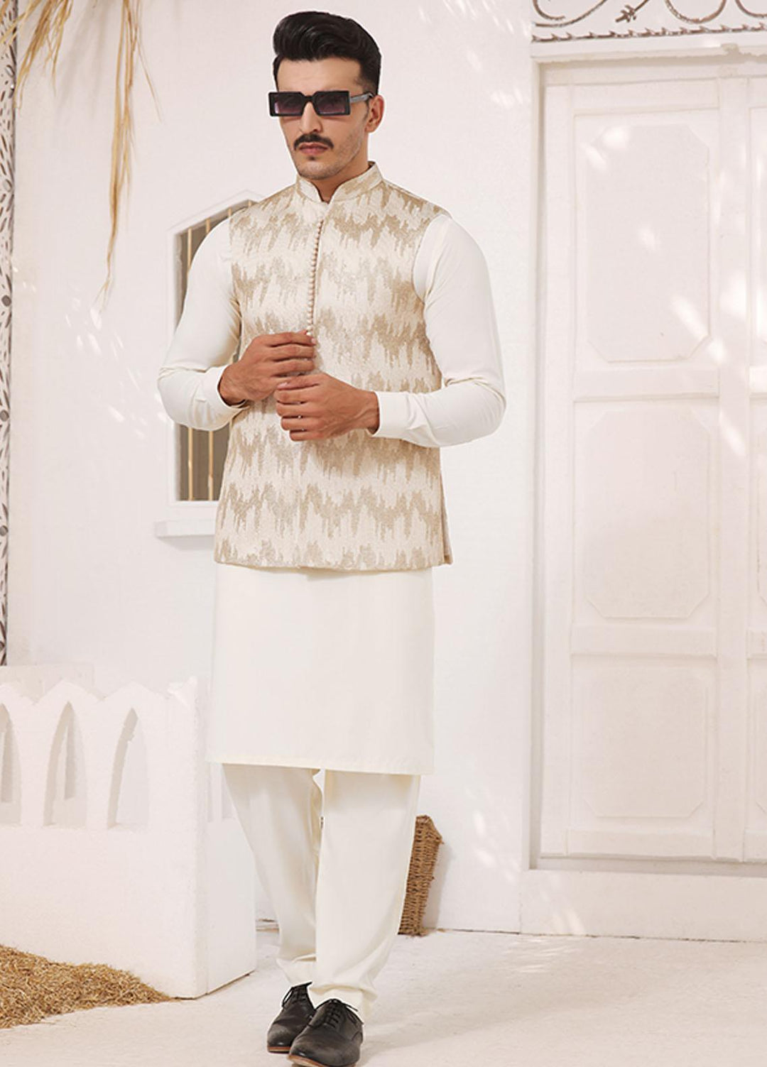 Bin Musab Silk Formal Men 3 Piece Suit - BM-000033 Crimson Gold