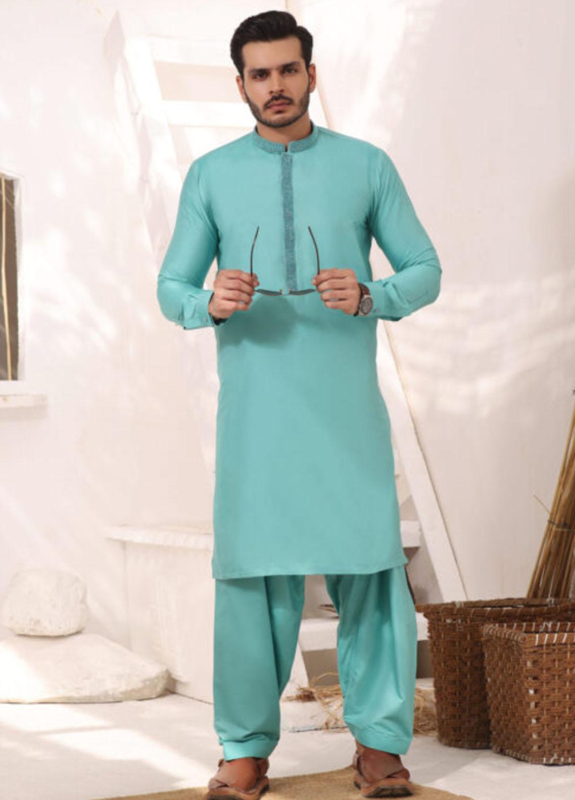 Bazm E Riwayat by Bin Musab Men Kurta Pajama 2 Piece Paper Cotton Mirror Edge - Festive Collection