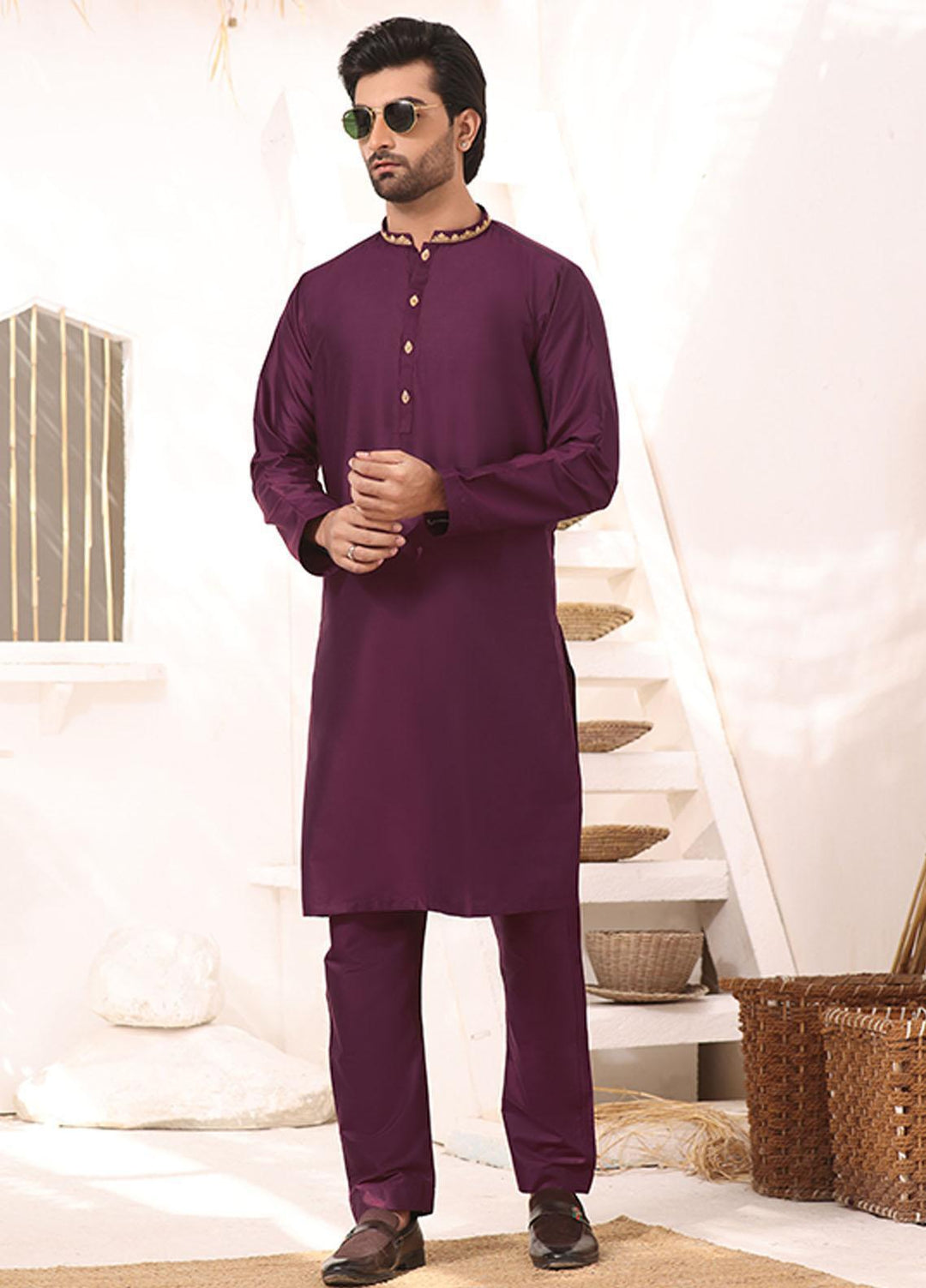 Bin Musab Silk Formal Men Kurta Pajama -  BM-000011 Piemontite Genine