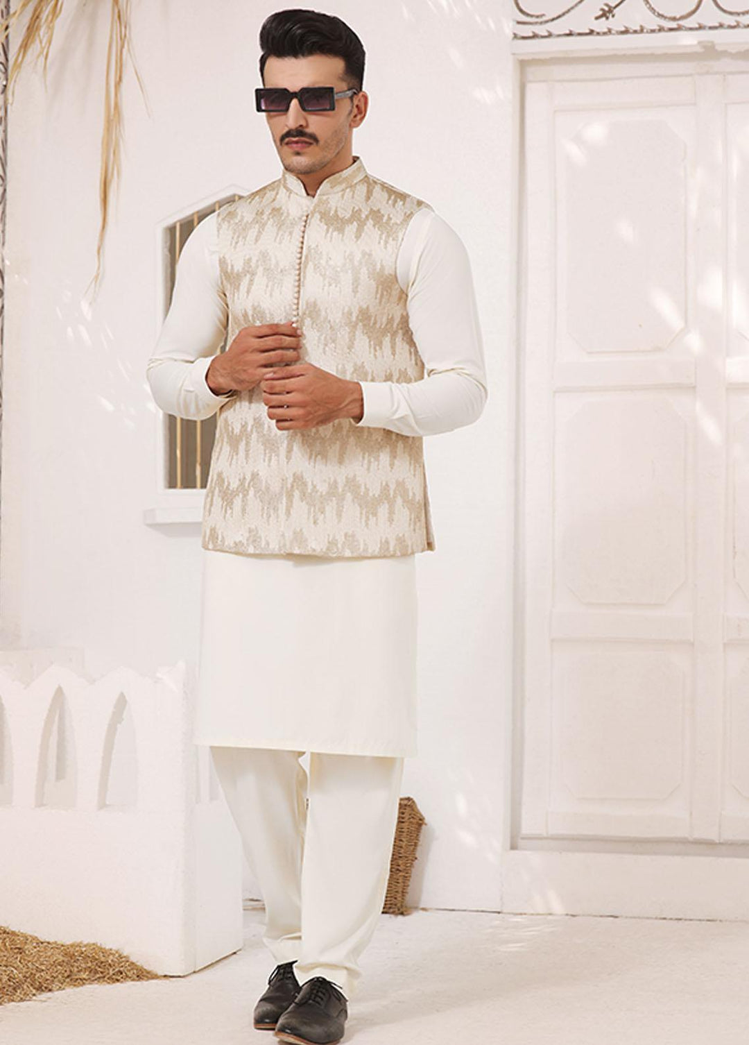 Bin Musab Silk Formal Waistcoats for Men - BM-000019 Crimson Gold