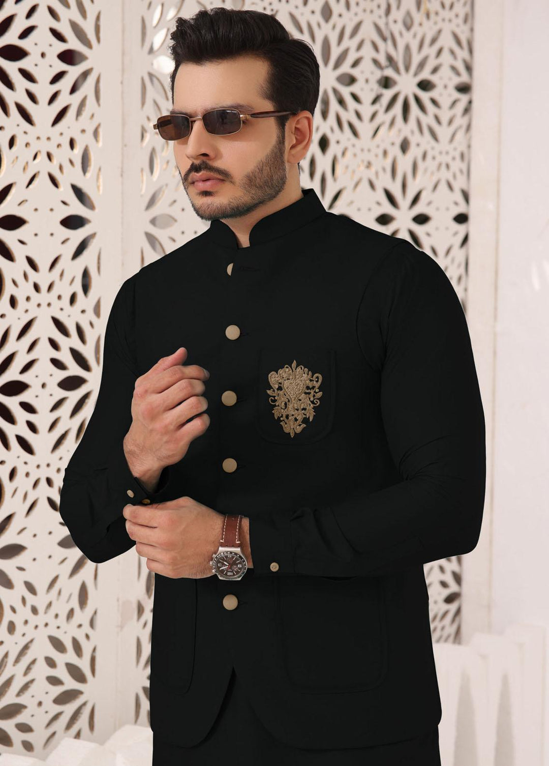 Bin Musab Silk Formal Men Waistcoat -  BM-000043 Black Truffle