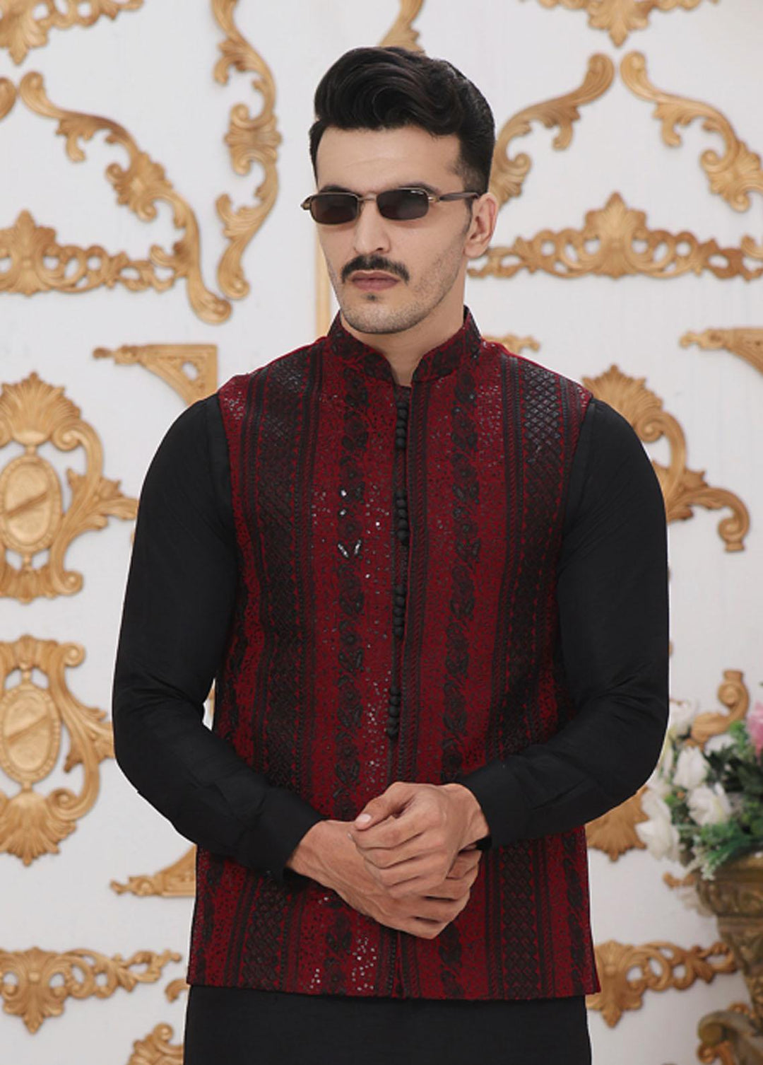 Bin Musab Raw Silk Formal Men Waistcoats - DeepBerry Yan