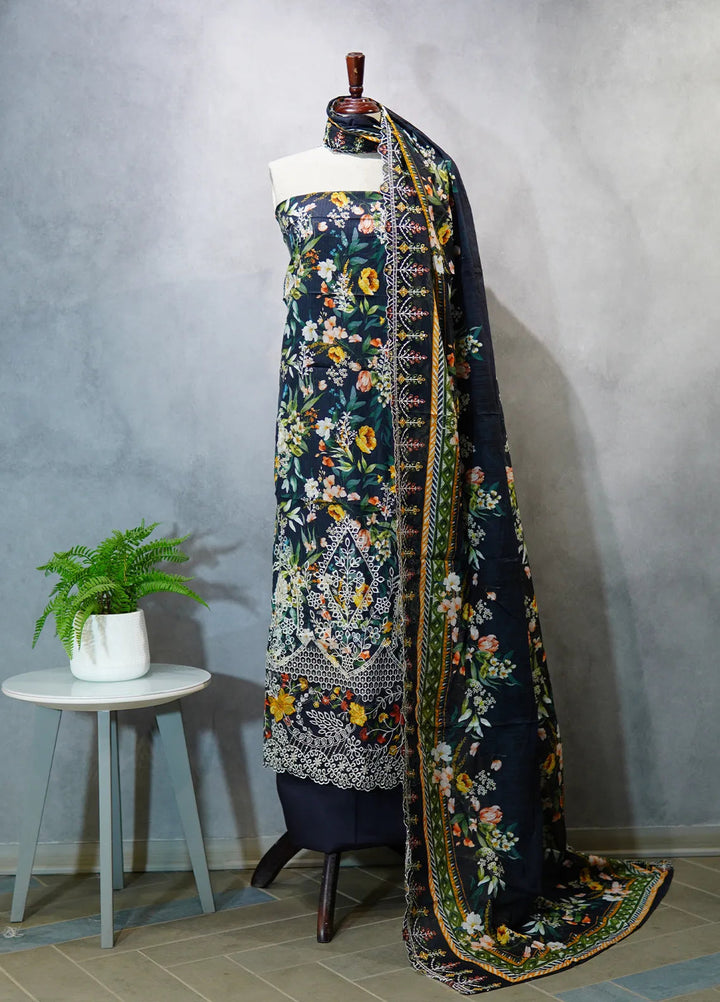 Bin Saeed Embroidered Suit Unstitched 3 Piece D-19 - Fall Collection