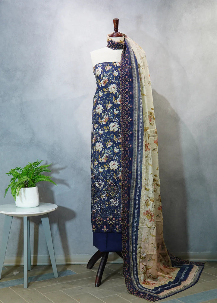 Bin Saeed Embroidered Suit Unstitched 3 Piece D-22 - Fall Collection