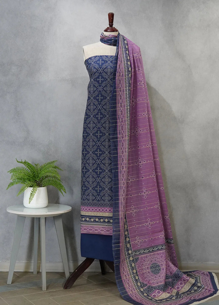 Bin Saeed Printed Cotton Suit Unstitched 3 Piece BN24F D-47 - Summer Collection