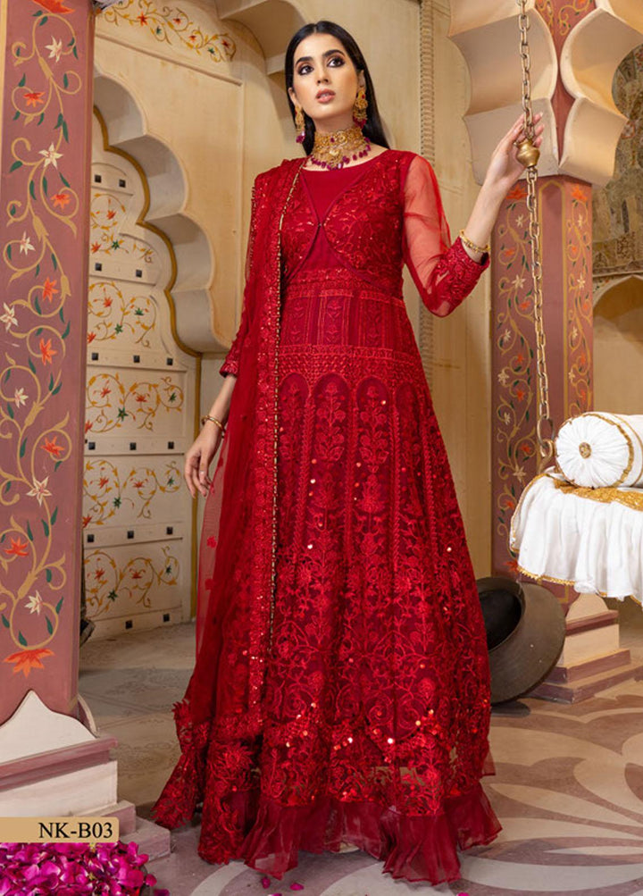 Biyaah By Noorma Kaamal Embroidered Suits Unstitched 3 Piece NK22B NK-B03 - Wedding Collection