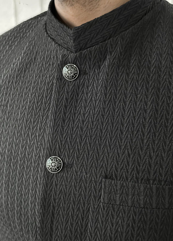 Black Kurta Shalwar with Embroidered Prince Coat