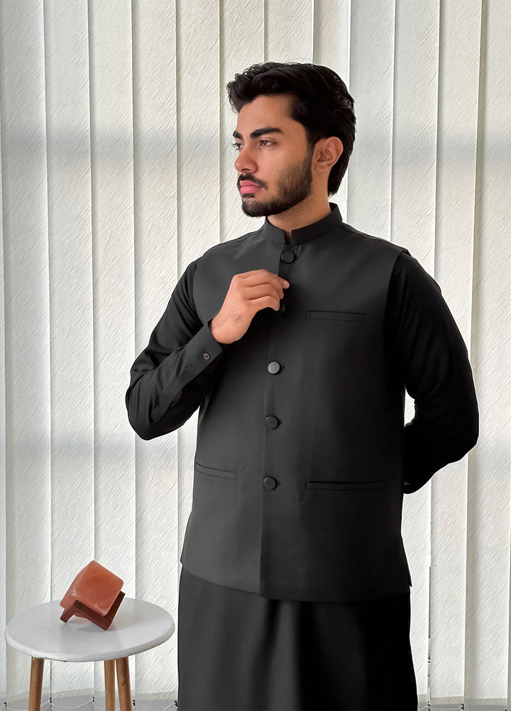 Black Kurta Shalwar with Waistcoat