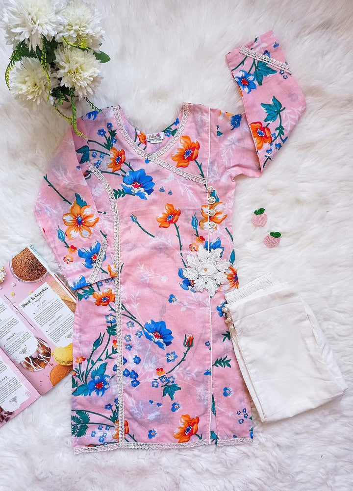 Hiba Clothing Lawn Casual Girls 2 Piece Suit -  HBT-004 Candy Floss