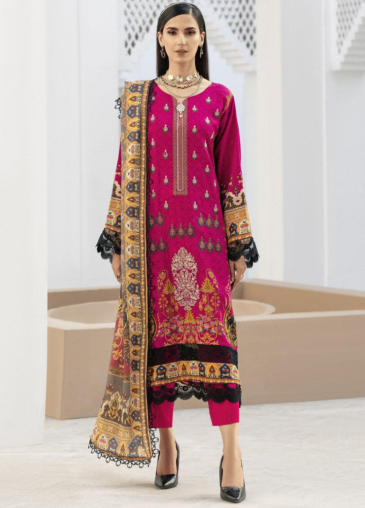 Blossom By Lala Textiles Embroidered Linen Suits Unstitched 3 Piece LT23B Peony - Winter Collection