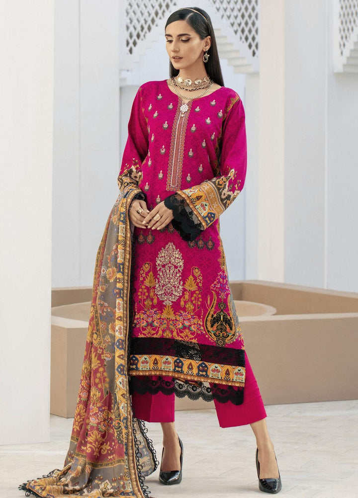 Blossom By Lala Textiles Embroidered Linen Suits Unstitched 3 Piece LT23B Peony - Winter Collection