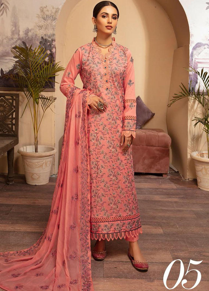 Blossom By Riaz Arts Embroidered Lawn Suits Unstitched 3 Piece RA22BE 05 - Eid Collection