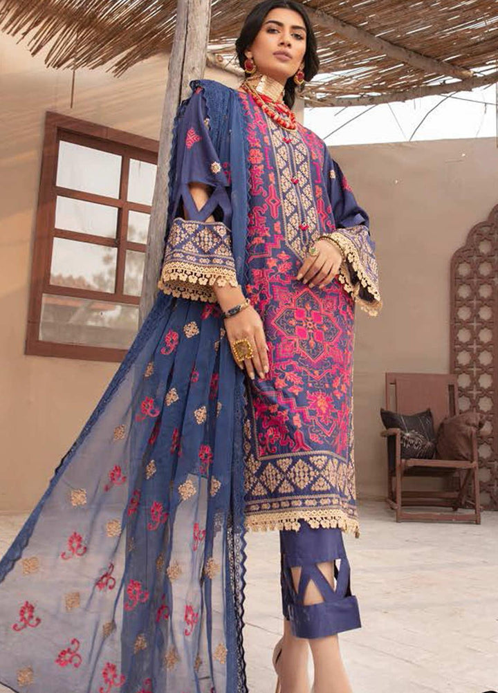 Blossom by Riaz Arts Embroidered Lawn Suits Unstitched 3 Piece RA21BE BL-04 - Summer Collection