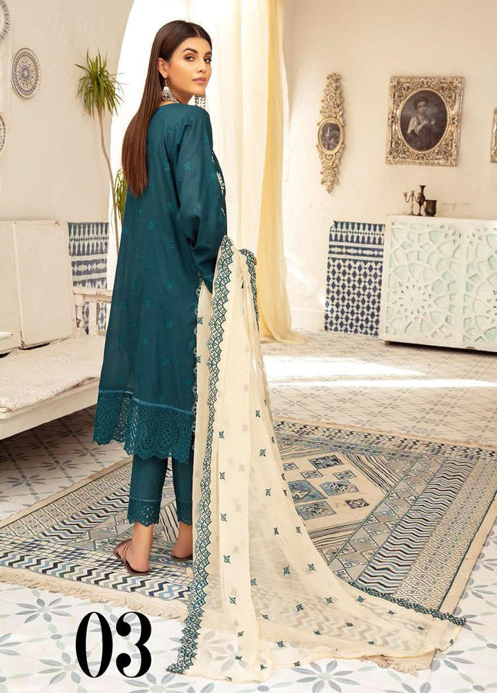 Blossom By Riaz Arts Embroidered Lawn Suits Unstitched 3 Piece RA22B 03 - Summer Collection