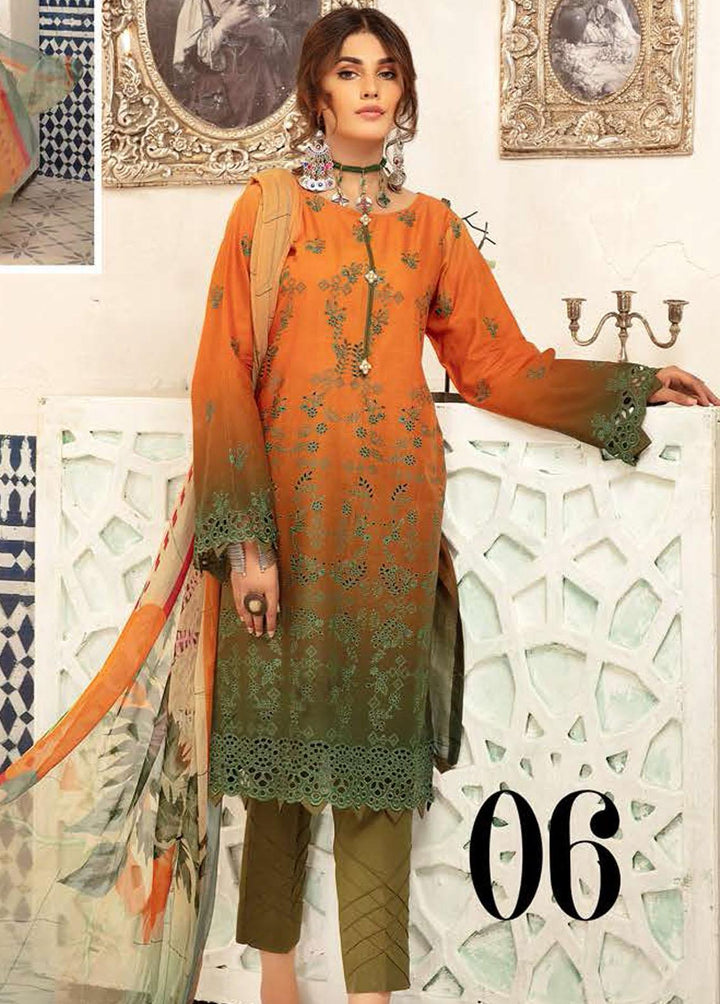 Blossom By Riaz Arts Embroidered Lawn Suits Unstitched 3 Piece RA22B 06 - Summer Collection