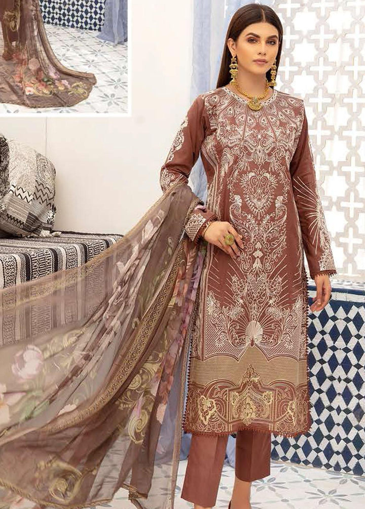 Blossom By Riaz Arts Embroidered Lawn Suits Unstitched 3 Piece RA22B 08 - Summer Collection