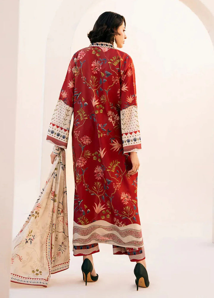 Bon Soir by Florent Pret Printed Crepe Silk 2 Piece Suit Silk Scarlet