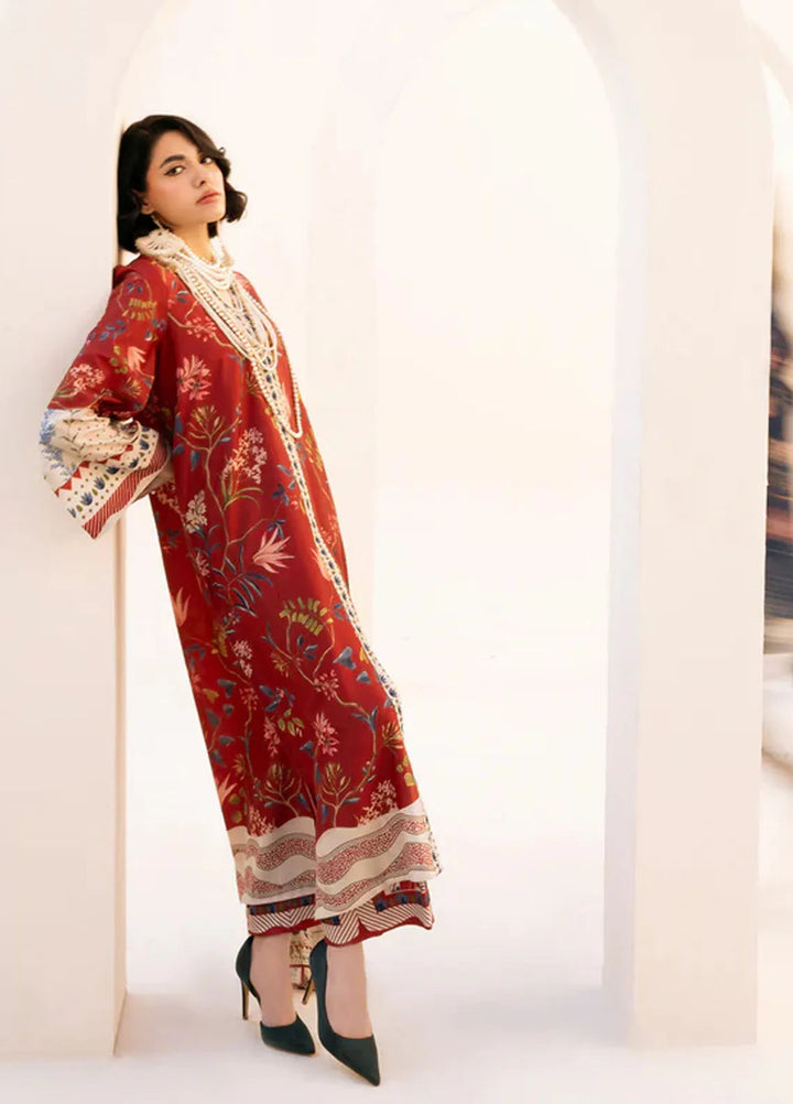 Bon Soir by Florent Pret Printed Crepe Silk 2 Piece Suit Silk Scarlet
