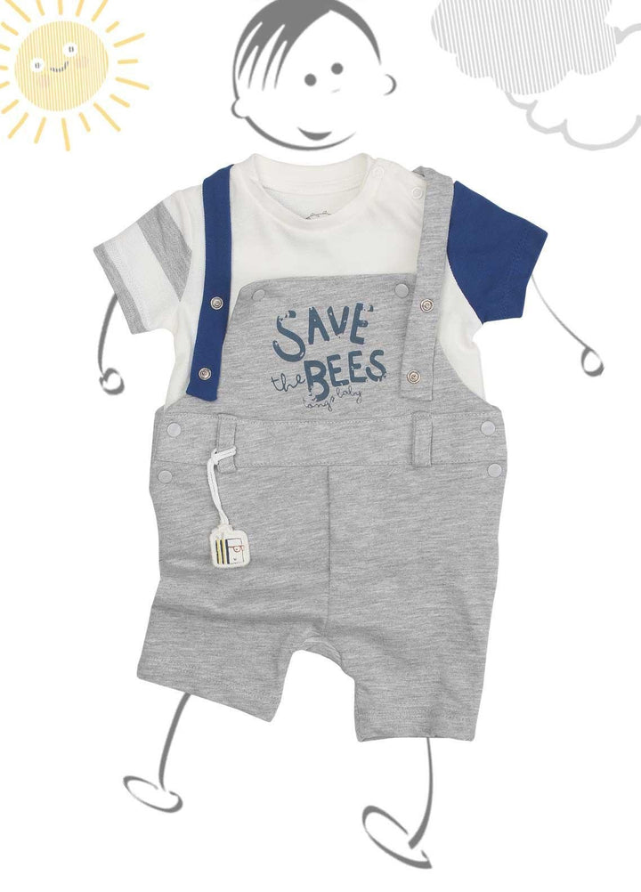 Sanaulla Exclusive Range Cotton Fancy Romper for Boys -  2575 Grey