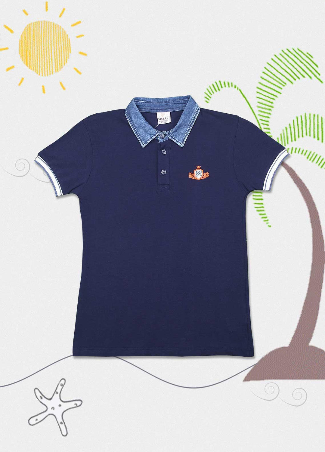 Sanaulla Exclusive Range Cotton Casual Boys T-Shirts - D-1001438 Navy Blue