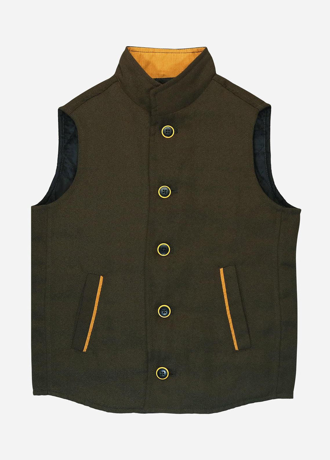 Brumano Polyester Casual Boys Jackets - BM20JJ Cedar Brown Quilted Casual Sleeveless Vest - Junior