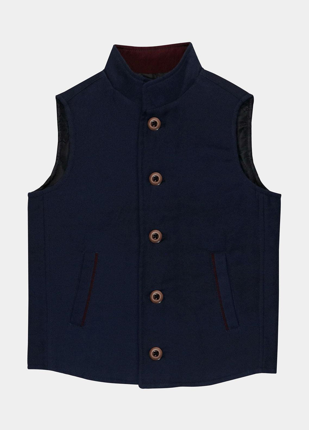 Brumano Polyester Casual Boys Jackets - BM20JJ Navy Structured Quilted Casual Sleeveless Vest - Junior