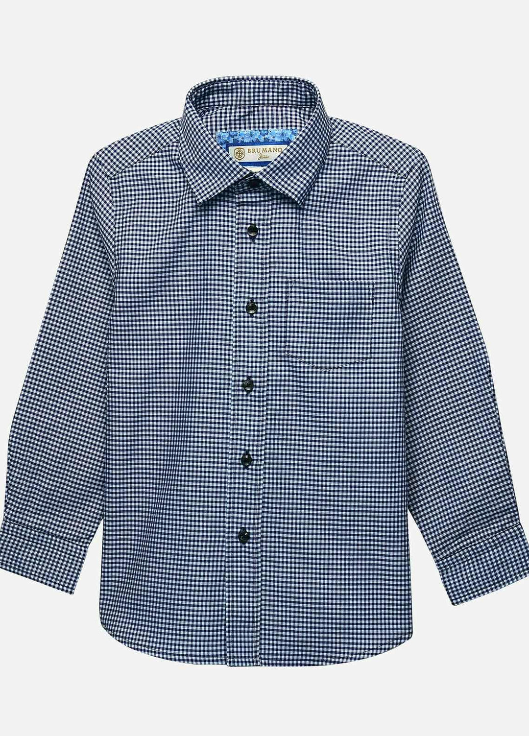 Brumano Cotton Casual Boys Shirts - BM20JS Blue Gingham Casual Checkered Shirt-Junior