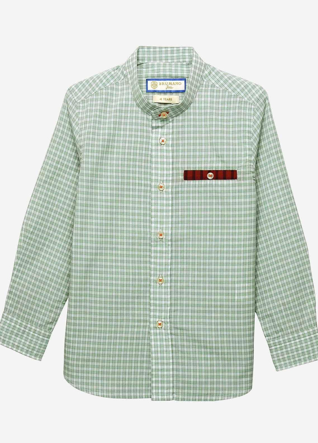 Brumano Cotton Casual Shirts for Boys - BM20JS Light Green Checkered Casual Shirt-Junior