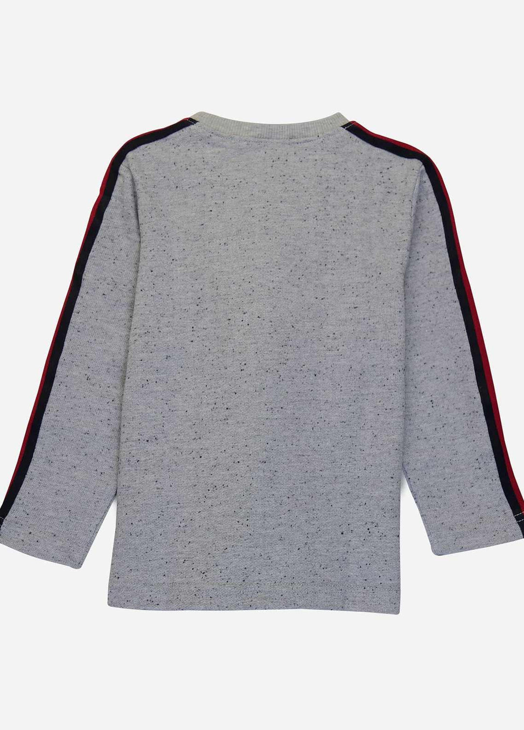 Brumano Cotton Casual Shirts for Boys - BM20SS Grey Sweatshirt With Red Stripe Detailing - Junior