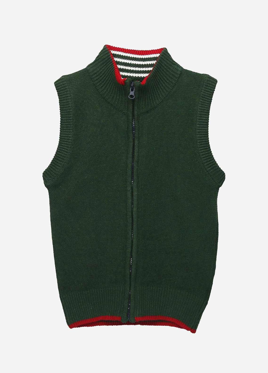 Brumano Cotton Sleevesless Zipper Boys Sweaters - BM20SW Dark Green Sleeveless Casual Zipper-Junior