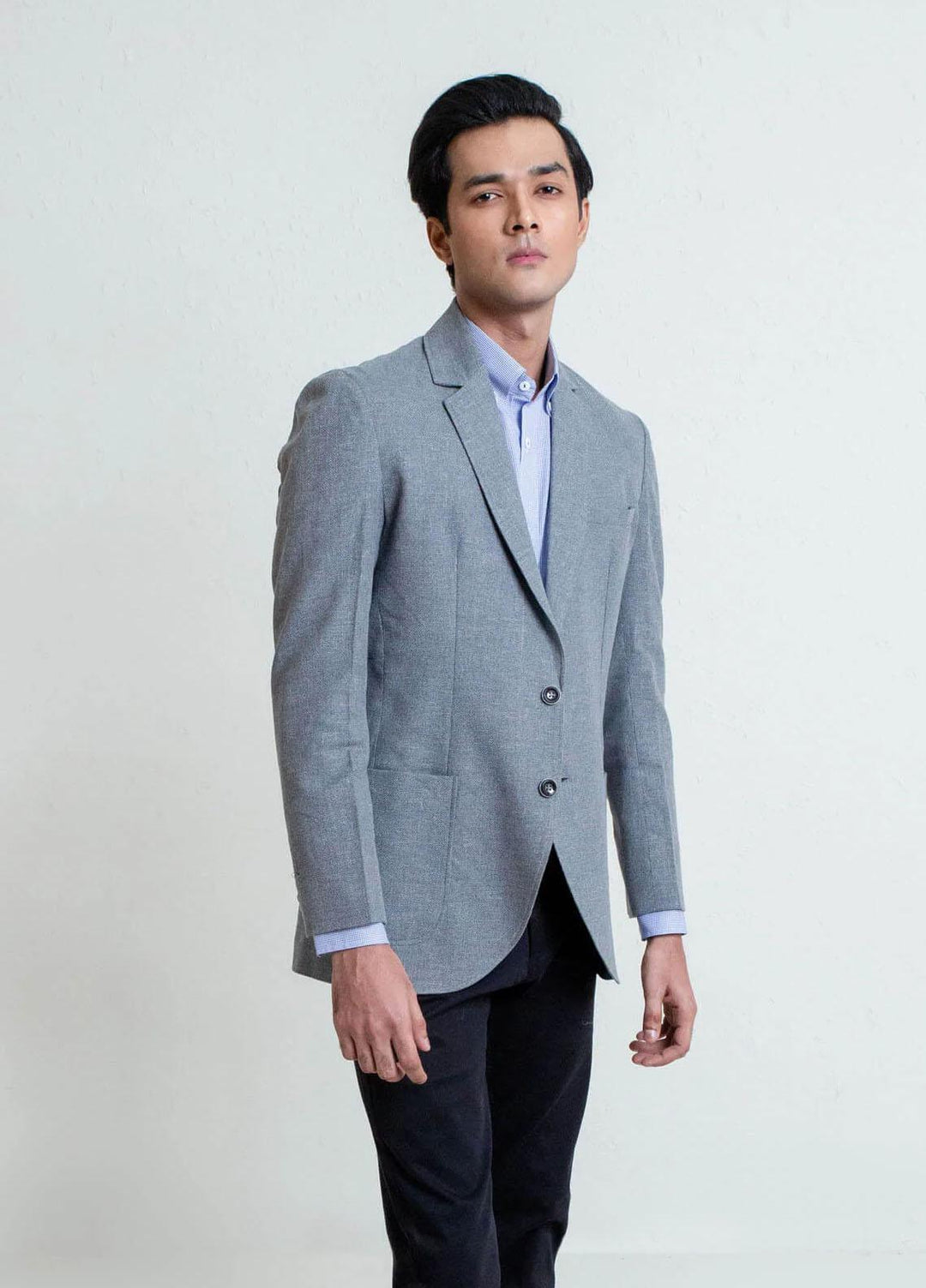 Brumano Linen Formal Blazer for Men - Grey Linen Textured Blazer