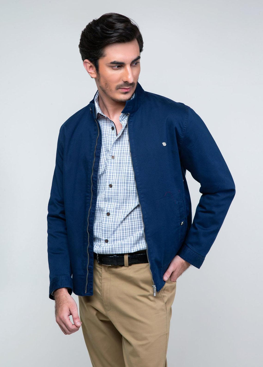 Brumano Polyester Casual Jackets for Mens - Blue Light Harrington Jacket JKT-027