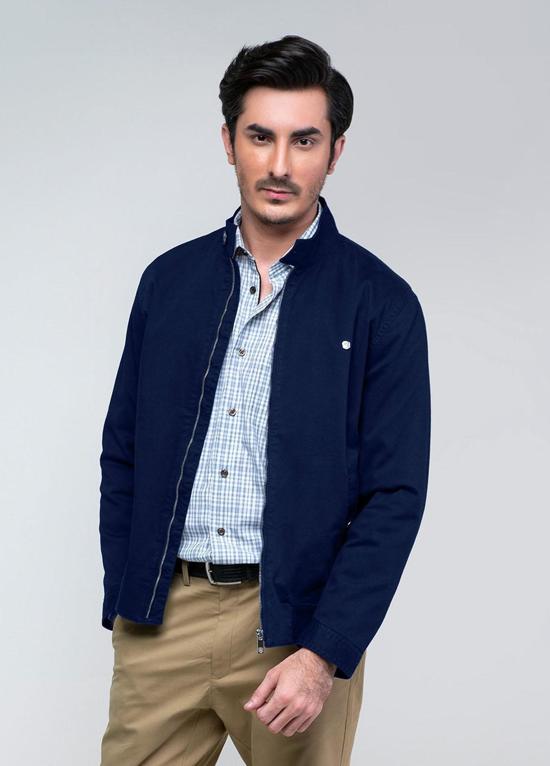 Brumano Polyester Casual Jackets for Mens - Navy Blue Light Harrington Jacket JKT-027