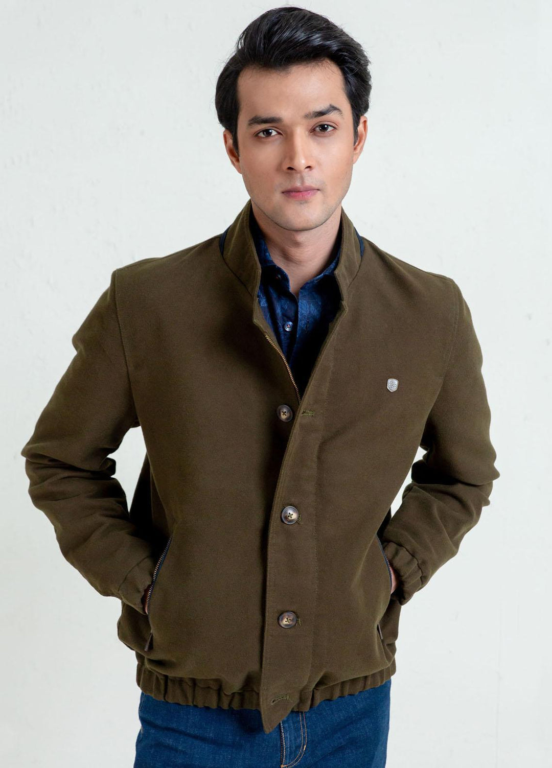 Brumano Polyester Casual Jackets for Mens - Olive Green Moleskin Jacket BRM-1065