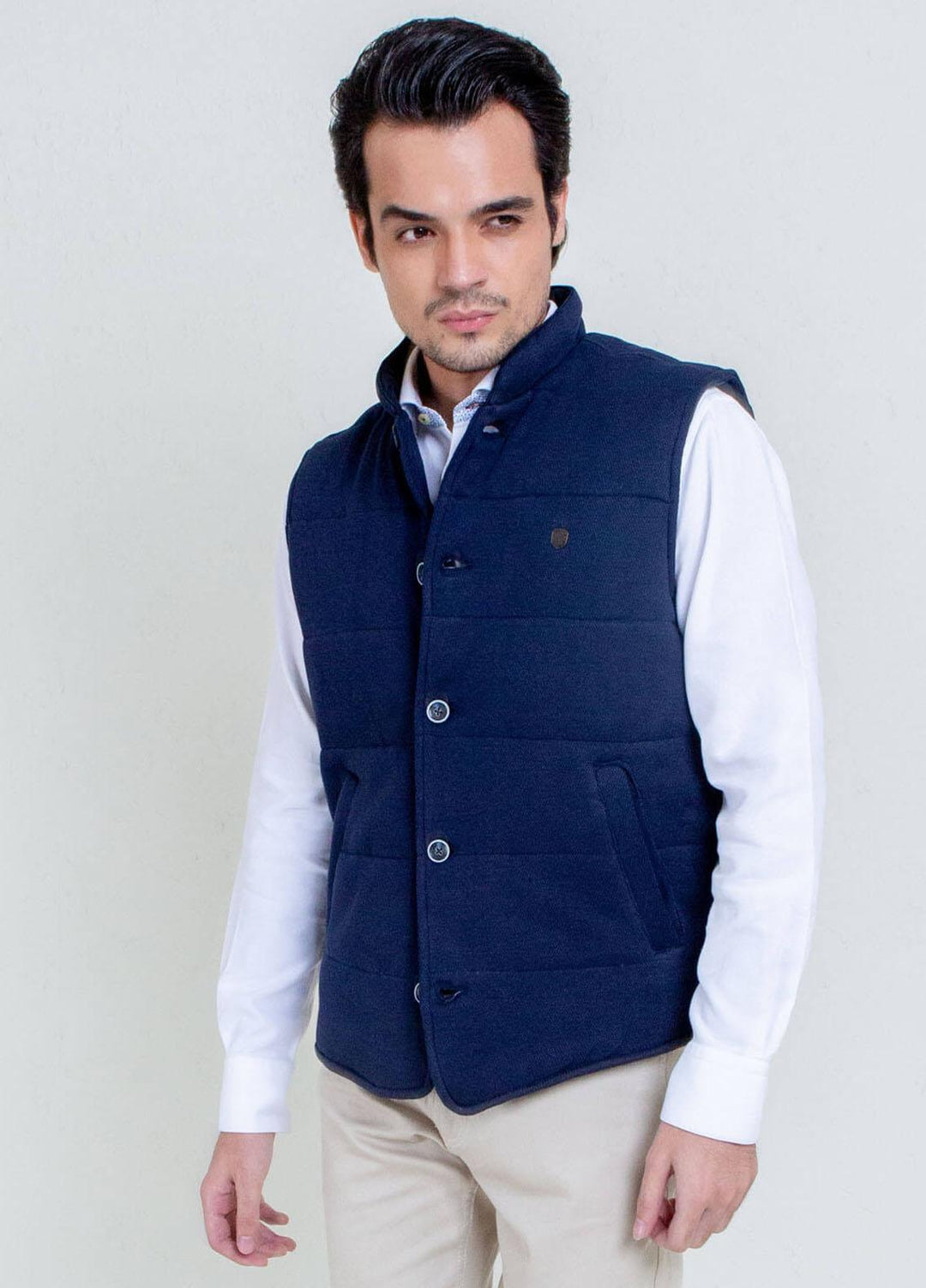 Brumano Polyester Casual Mens Jackets - Navy Blue Knitted Sleeveless Vest BRM-213