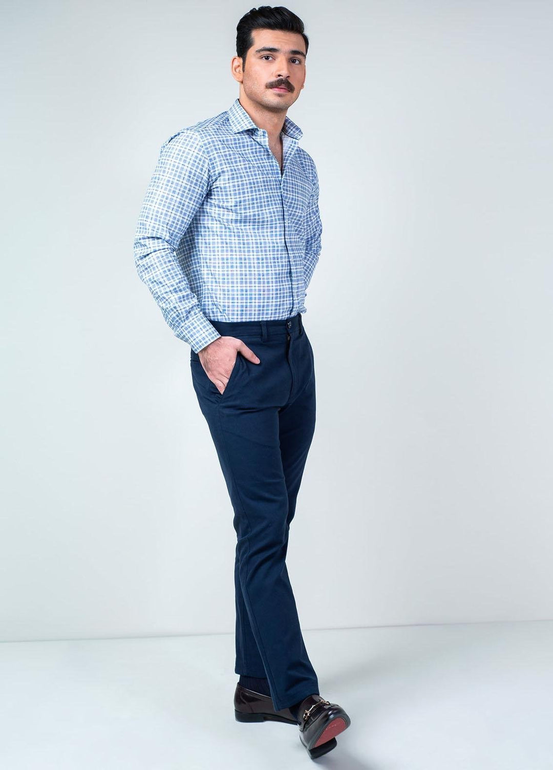 Brumano Cotton Casual Mens Shirts - Printed Checkered Formal Shirt
