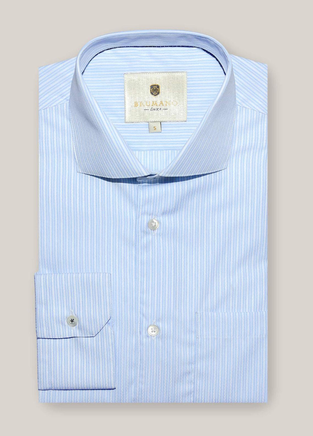 Brumano Cotton Casual Shirts for Mens - Blue & White Formal Striped Shirt BRM-1035