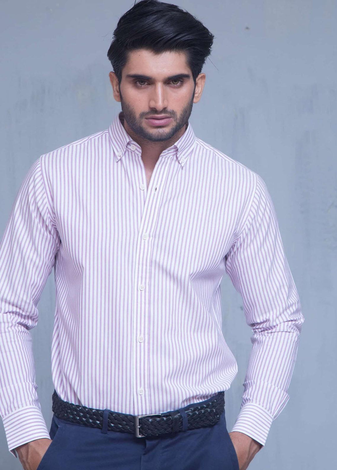 Brumano Cotton Casual Mens Shirts - Pink Bengal Striped Shirt