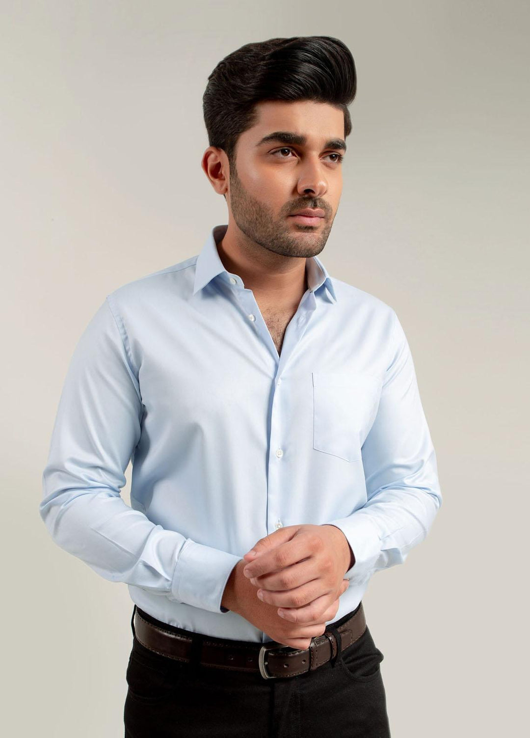 Brumano Cotton Casual Mens Shirts - Sky Blue Fine Twill Formal Shirt BRM-1167