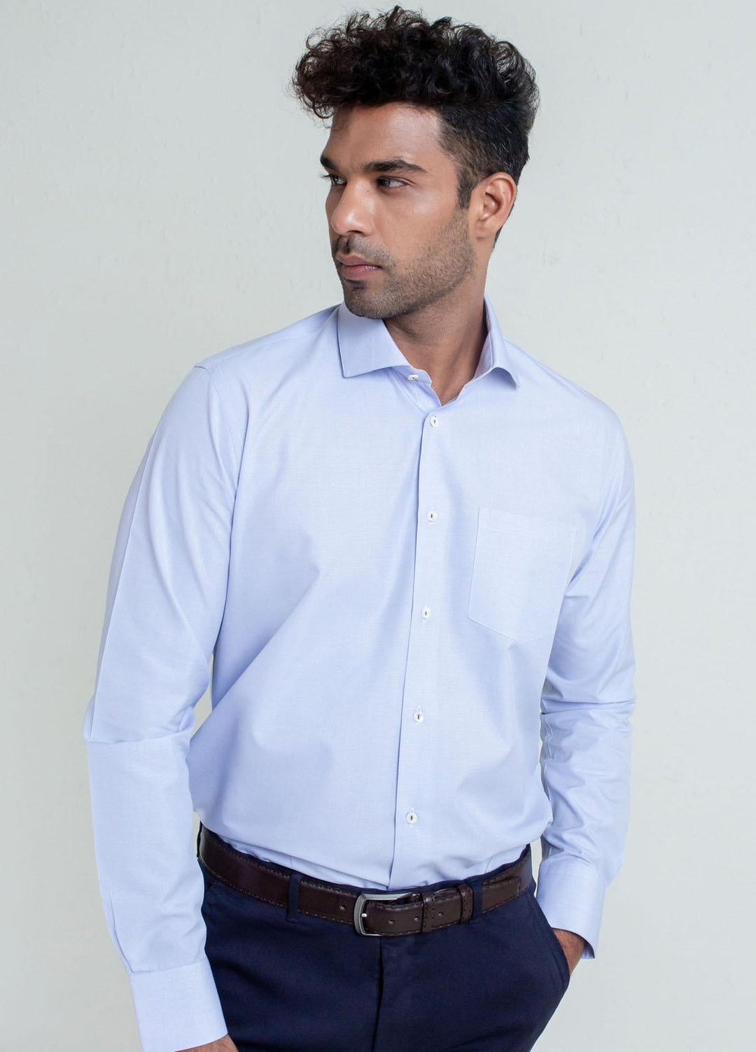 Brumano Cotton Casual Mens Shirts - Blue Micro Checkered Classic Shirt BRM-1132