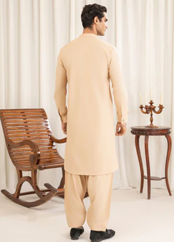 Buraq Pret Plain Wash N Wear Kurta Shalwar Bone
