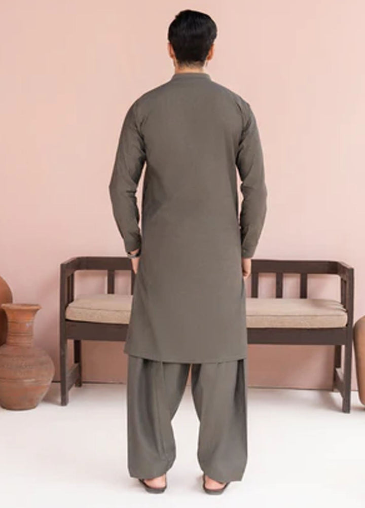 Buraq Pret Plain Wash N Wear Kurta Shalwar Olive