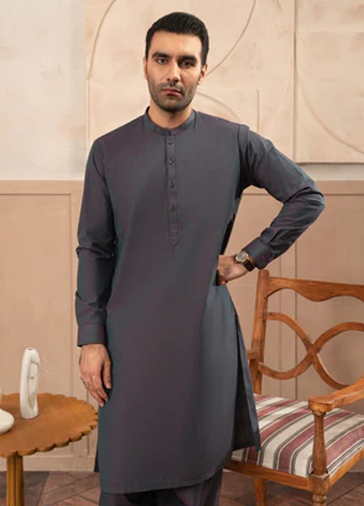 Buraq Pret Plain Wash N Wear Kurta Shalwar Purple