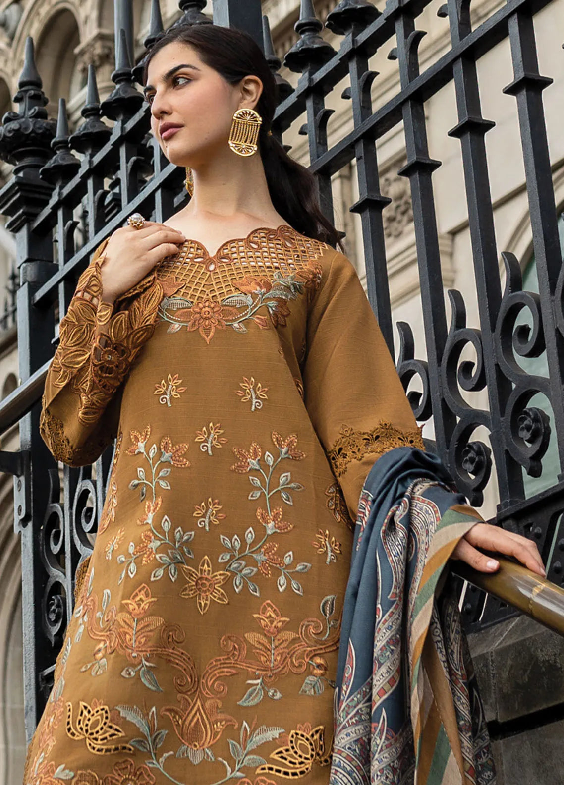 Carnation By Rang Rasiya Embroidered Karandi Suit Unstitched 3 Piece RR24CE D-04 Abigail - Winter Collection
