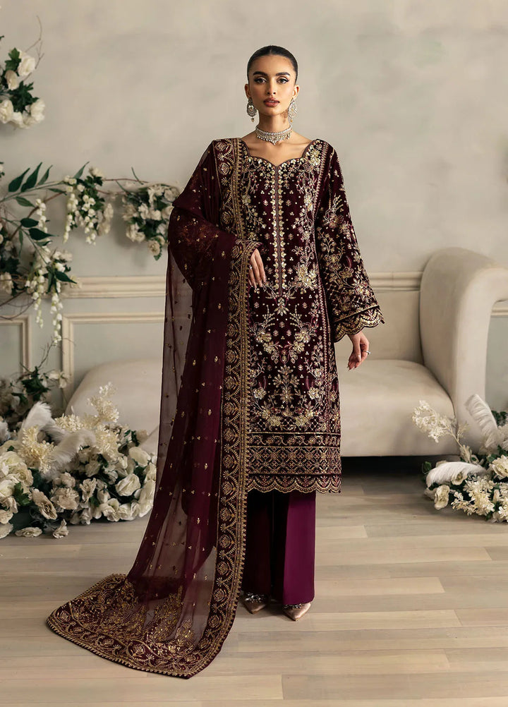 Celeste by Gulaal Embroidered Velvet Suit Unstitched 3 Piece GL-UV-24-03 Ember - Formal Collection