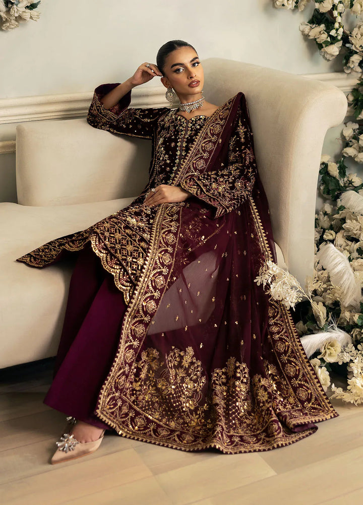 Celeste by Gulaal Embroidered Velvet Suit Unstitched 3 Piece GL-UV-24-03 Ember - Formal Collection