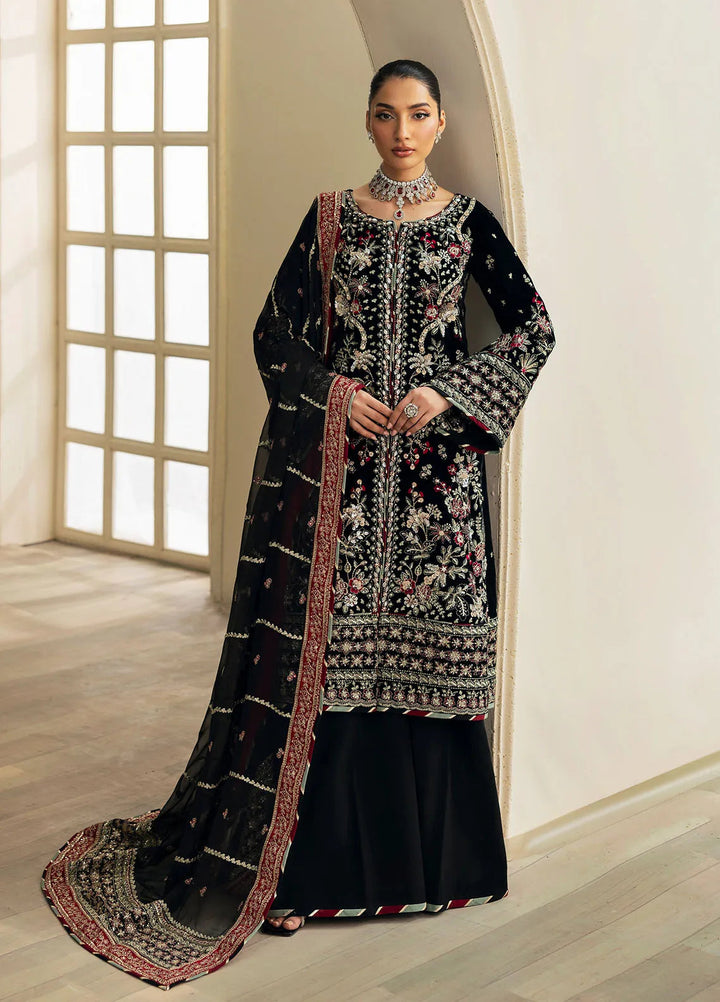 Celeste by Gulaal Embroidered Velvet Suit Unstitched 3 Piece GL-UV-24-06 Raven - Formal Collection